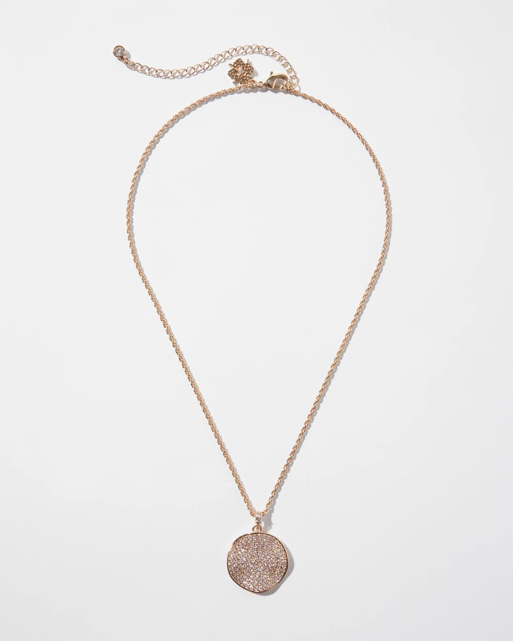 Gold Clear Pave Disc Necklace