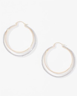 Mixed Metal Double Pave Hoop Earrings