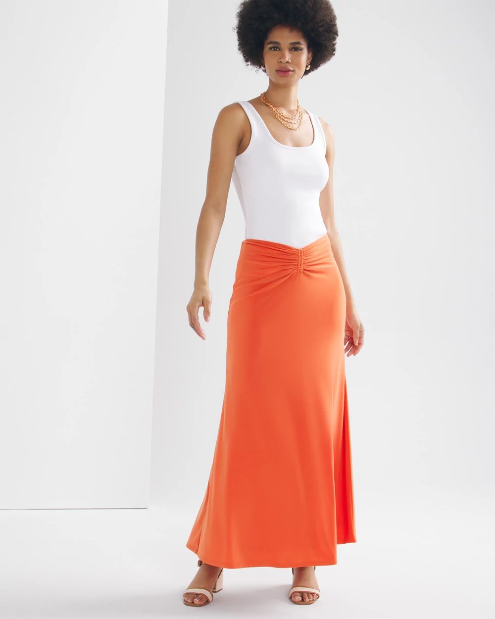 Ruched Maxi Skirt click to view larger image.