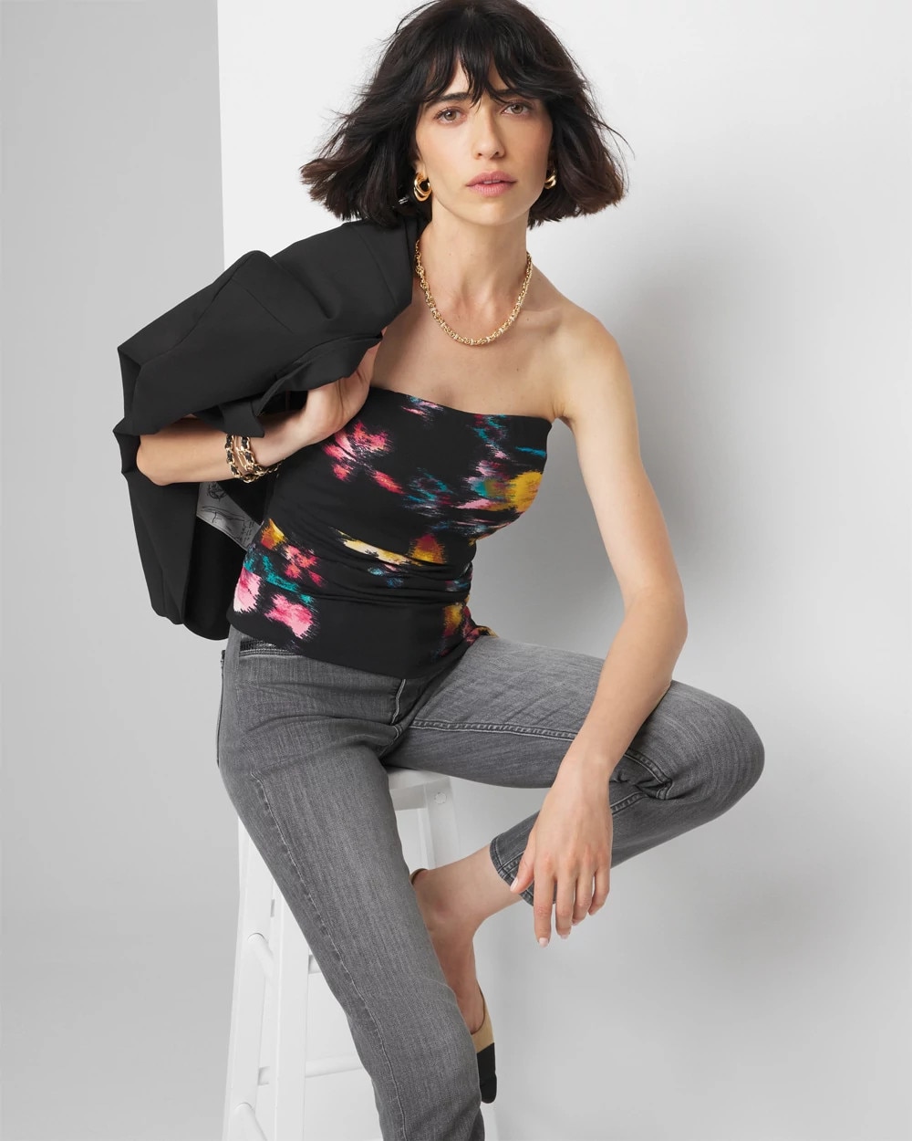 Printed Crepe Bustier