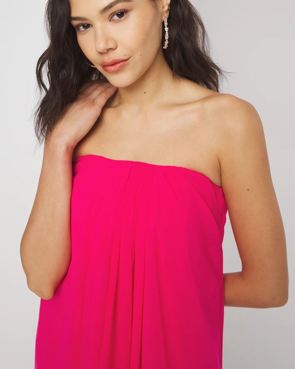 Petite Strapless Drape Gown