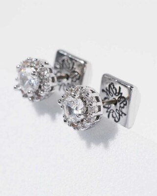 CZ Halo Stud Earrings click to view larger image.