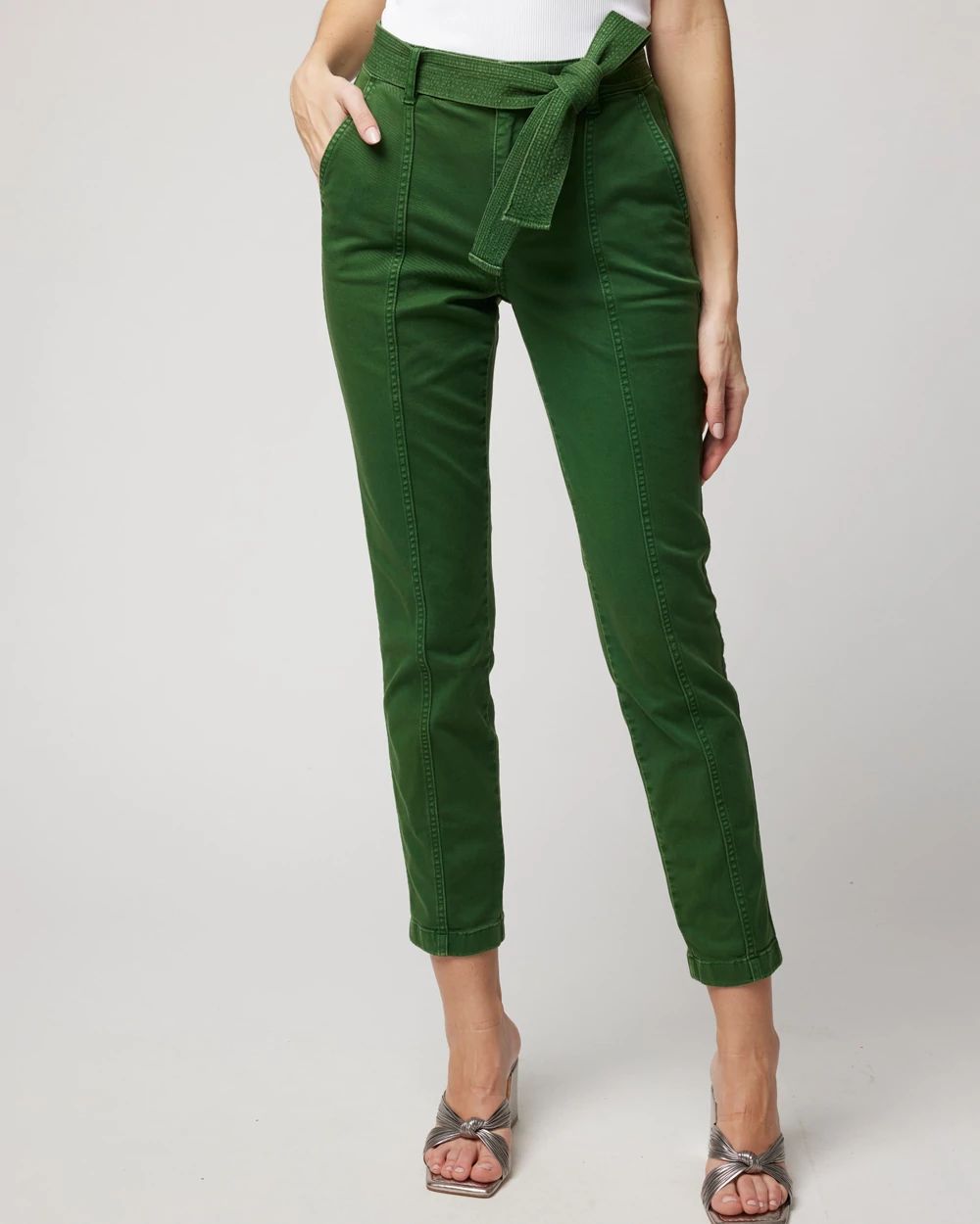 Pret High-Rise Belted Straight Cropped Pant