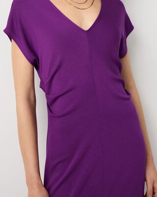 Gathered Waist Short Sleeve Midi Dress click to view larger image.