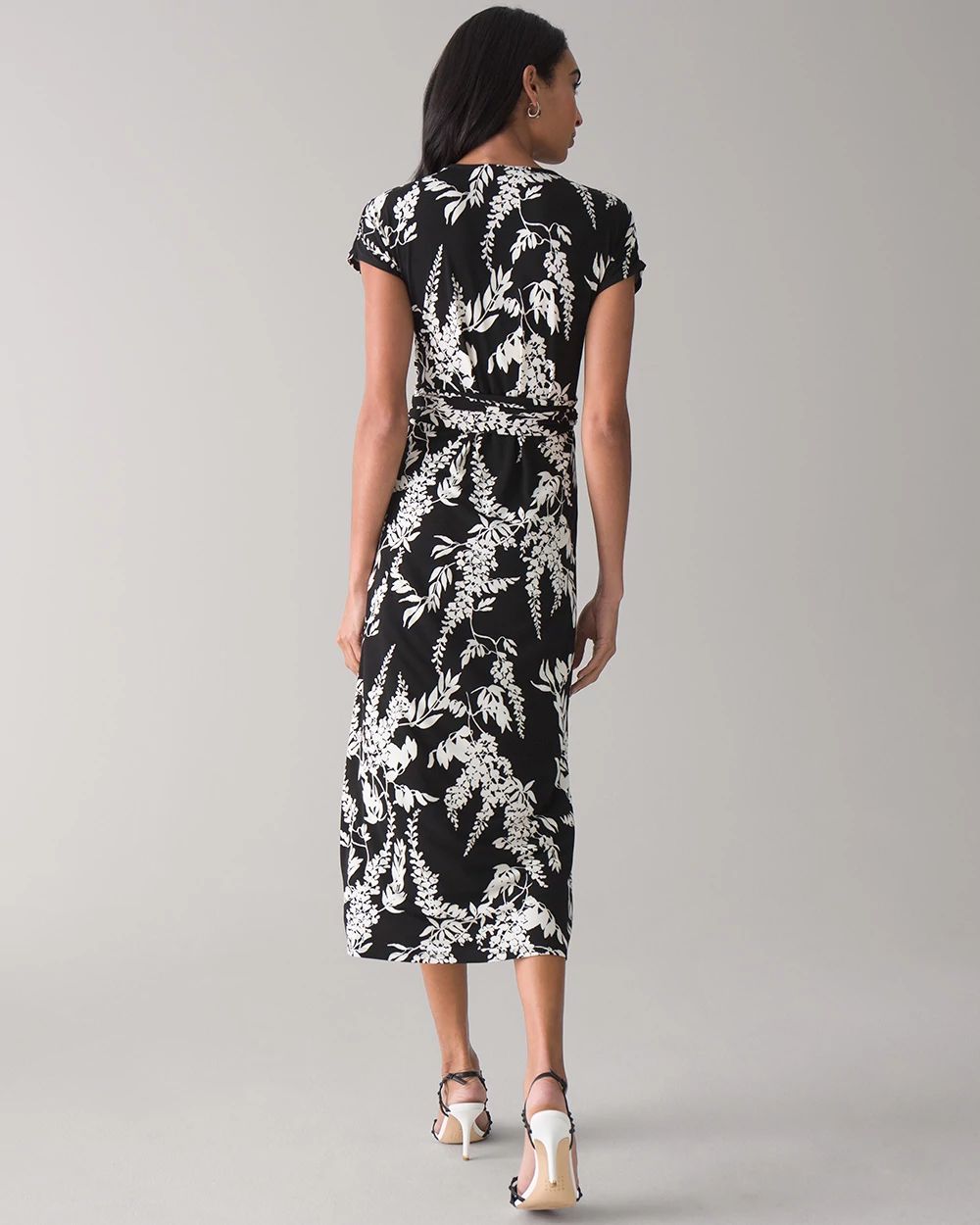 Button-Front Midi Wrap Dress
