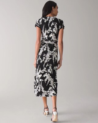 Button-Front Midi Wrap Dress
