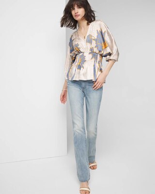 3/4 Sleeve Smocked Waist Kimono