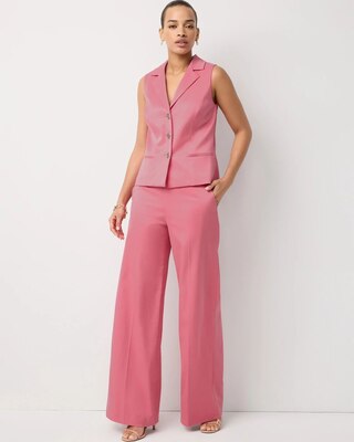 Petite Satin Twill High Rise Wide Leg Pant