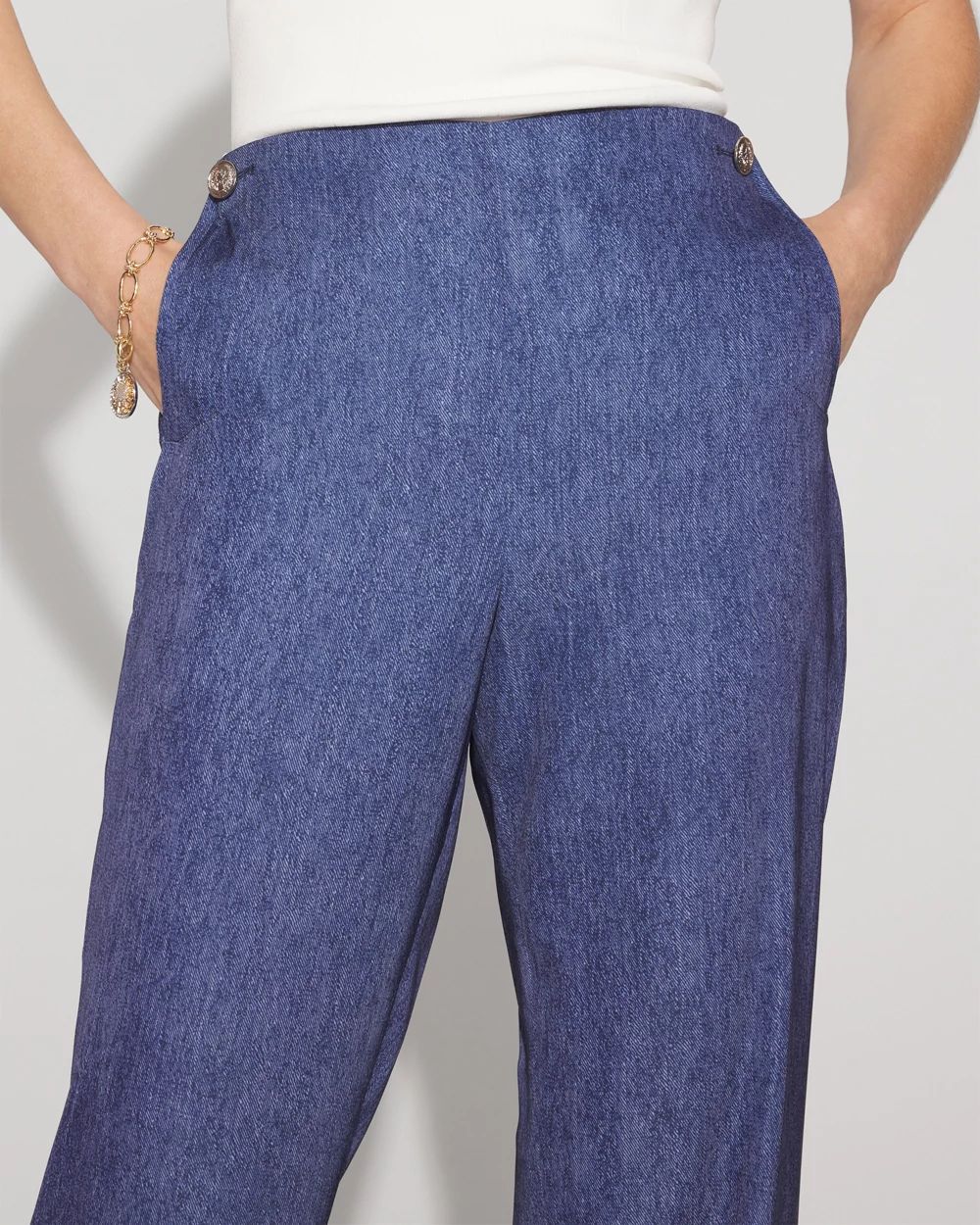 Petite Denim Print Trouser