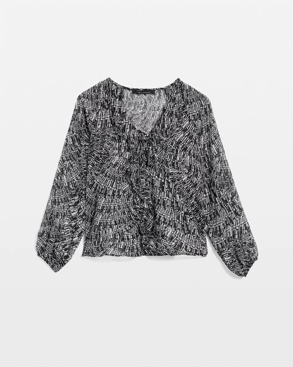 Printed Ruffle Front Blouse click to view larger image.