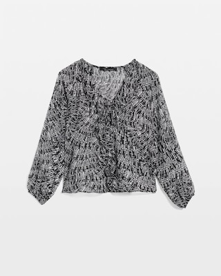 Printed Ruffle Front Blouse click to view larger image.