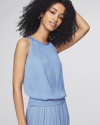 Sleeveless Halter Smocked Bottom Top