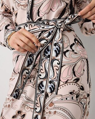 Tie-Waist Faux Wrap Shirt Dress click to view larger image.