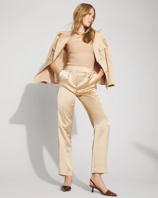 Petite Zoey Satin Straight Leg Pant click to view larger image.