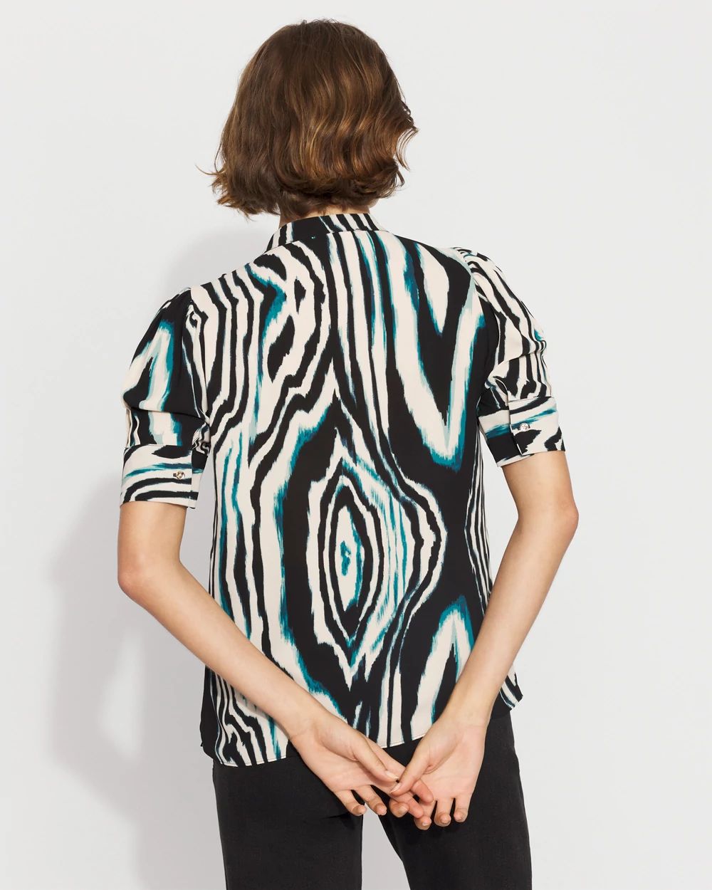 Elbow Sleeve Y-Neck Shirt
