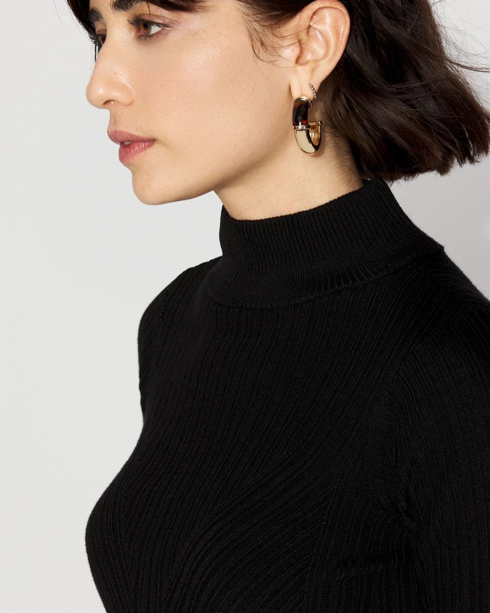 Petite Essential Mock Neck Rib Sweater