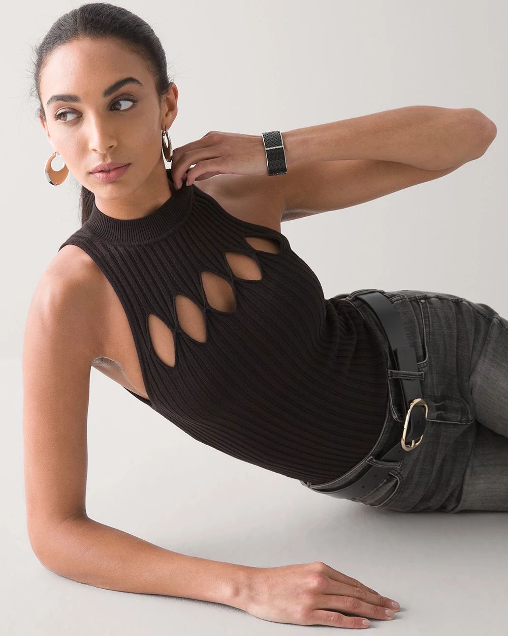 Black knit halter top new arrivals