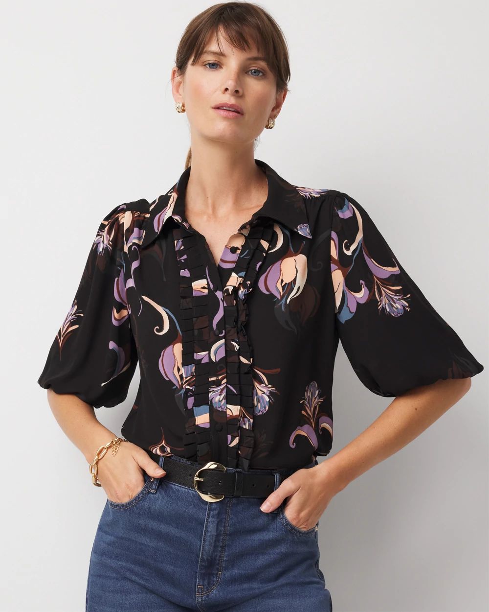 Puff Sleeve Ruffle Shirt