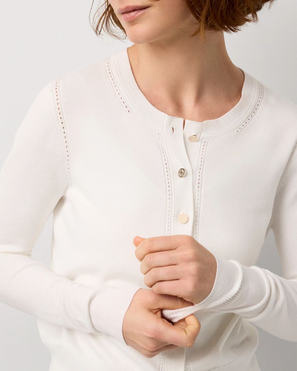 Crewneck Button-Front Cardigan