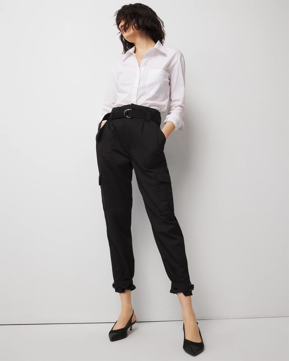 blue dress for baby girl Black Satin Relaxed Cargo Pants main image 0