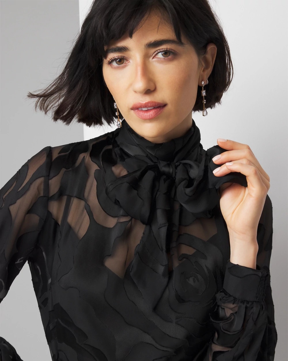 Rose Print Burnout Blouse