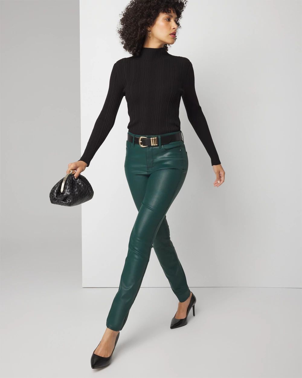 High-Rise Coated Skinny Jeans click to view larger image.