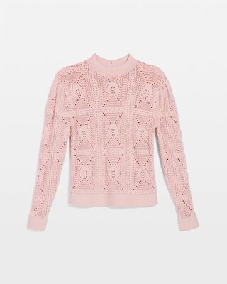 Petite Mock Neck Pointelle Sweater click to view larger image.