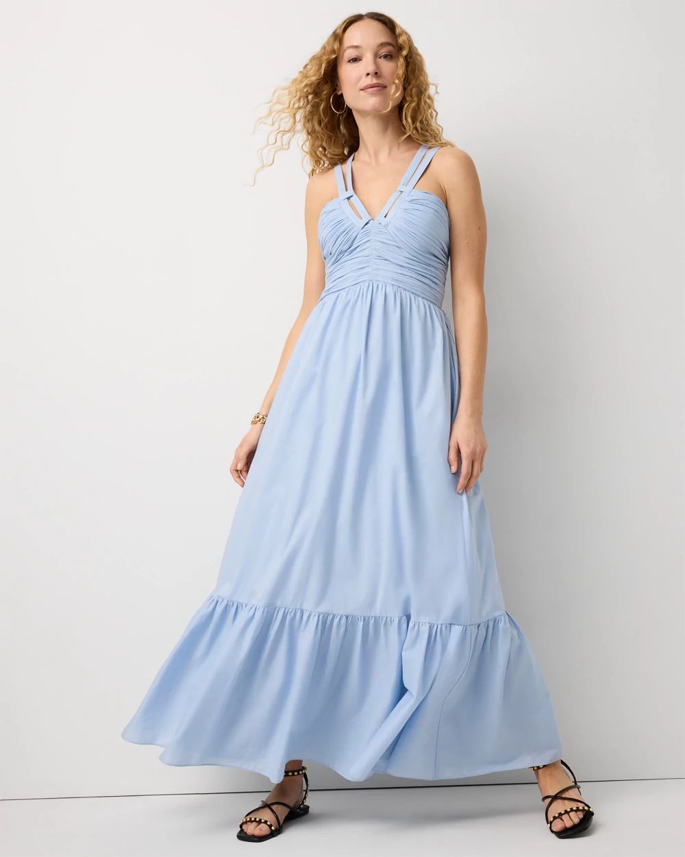 Petite Halter Cotton Maxi Dress
