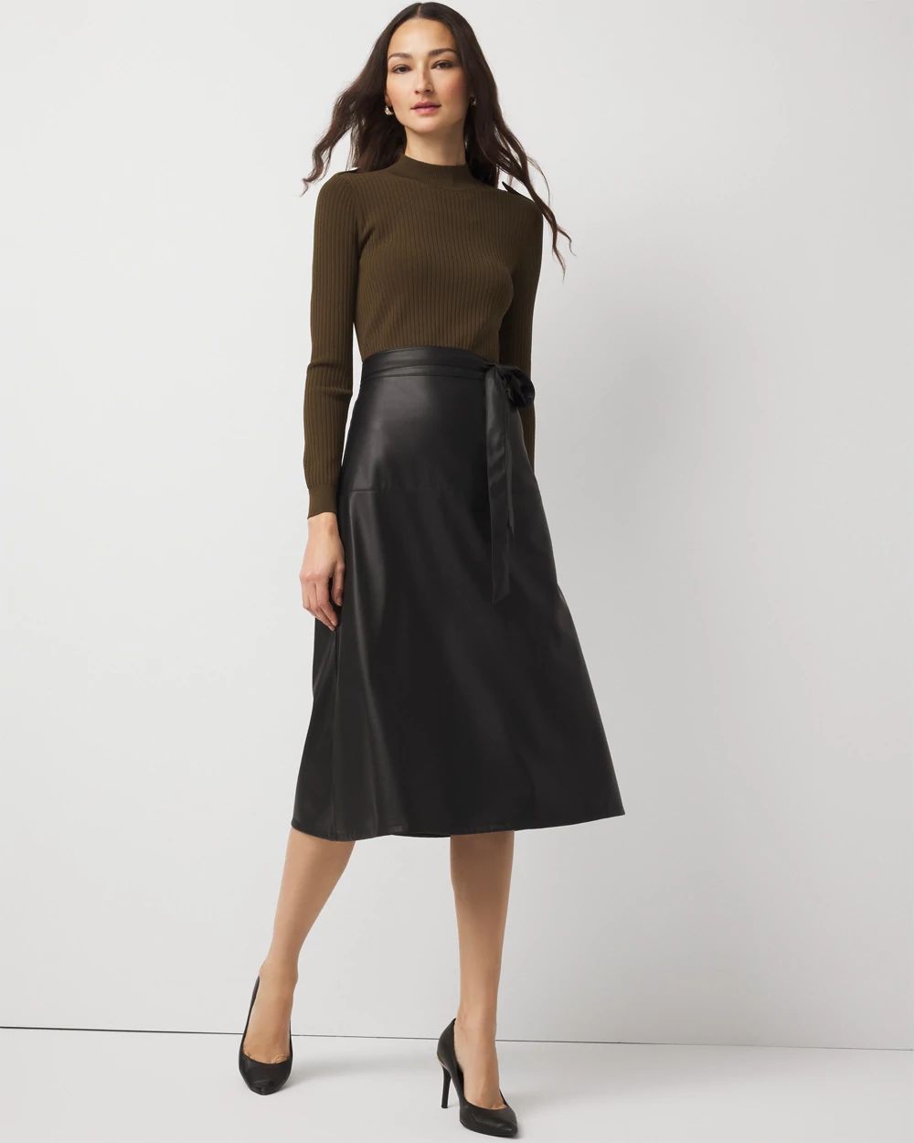 Long Sleeve Faux Leather Dress