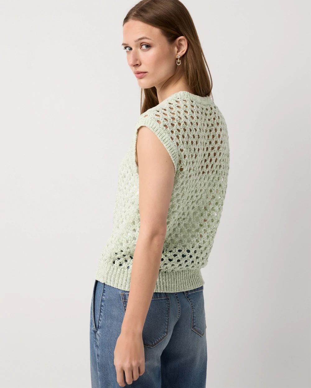 Petite Open Stitch Knit Pullover