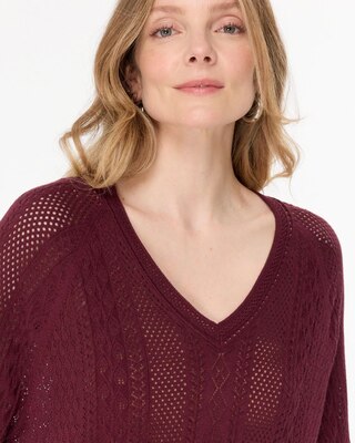 Pointelle V-neck Pullover click to view larger image.