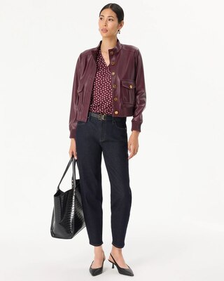 Faux Leather Bomber Jacket click to view larger image.