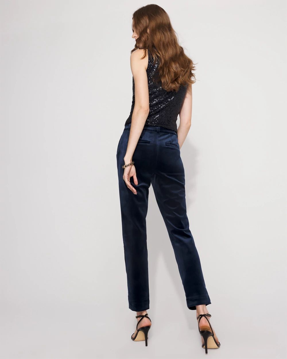 Petite Elle Velvet Slim Ankle Pant