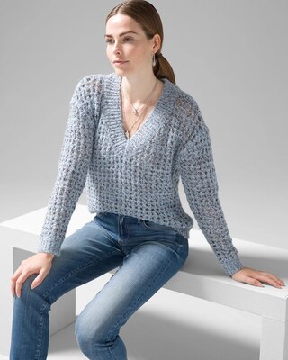 V-Neck Sequin Sweater
