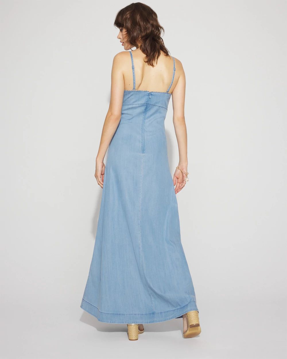 Chain Detail Denim Maxi Dress