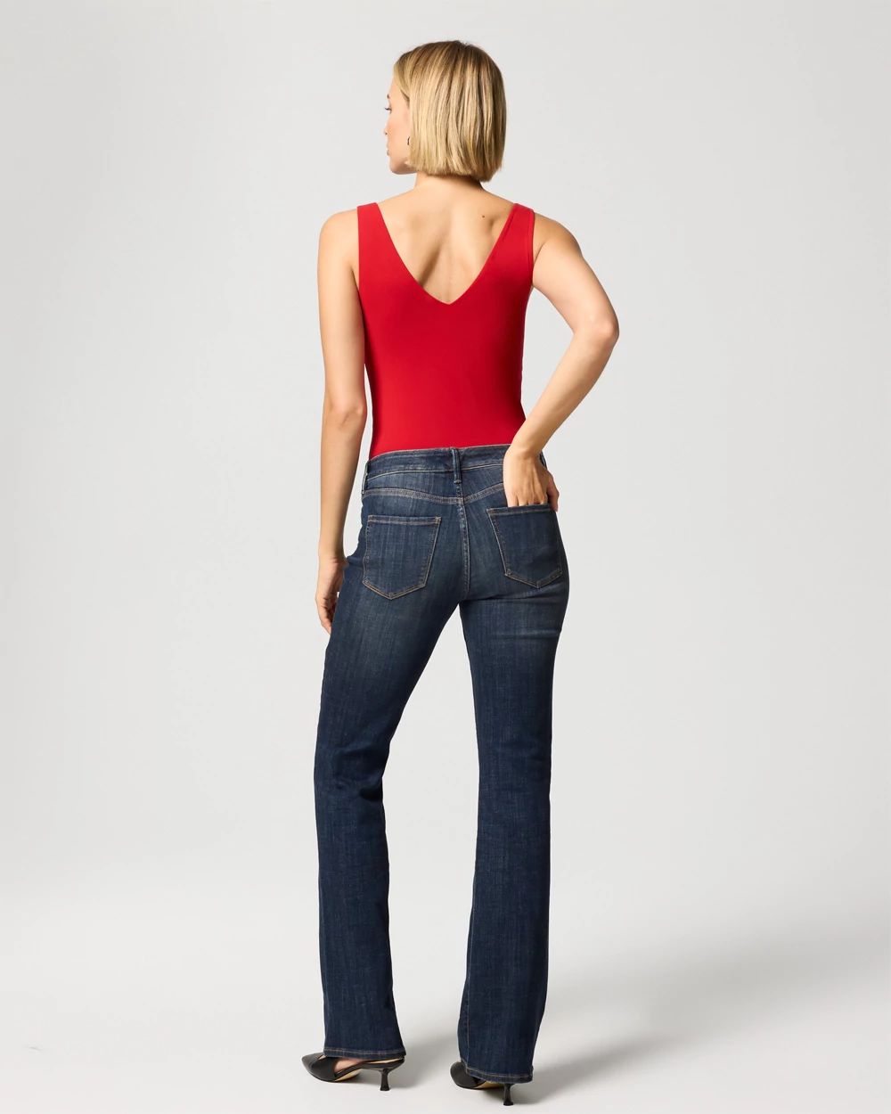 Petite Mid-Rise Bootcut Jeans click to view larger image.