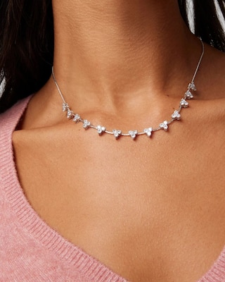 Silver Cluster Short Strand Necklace