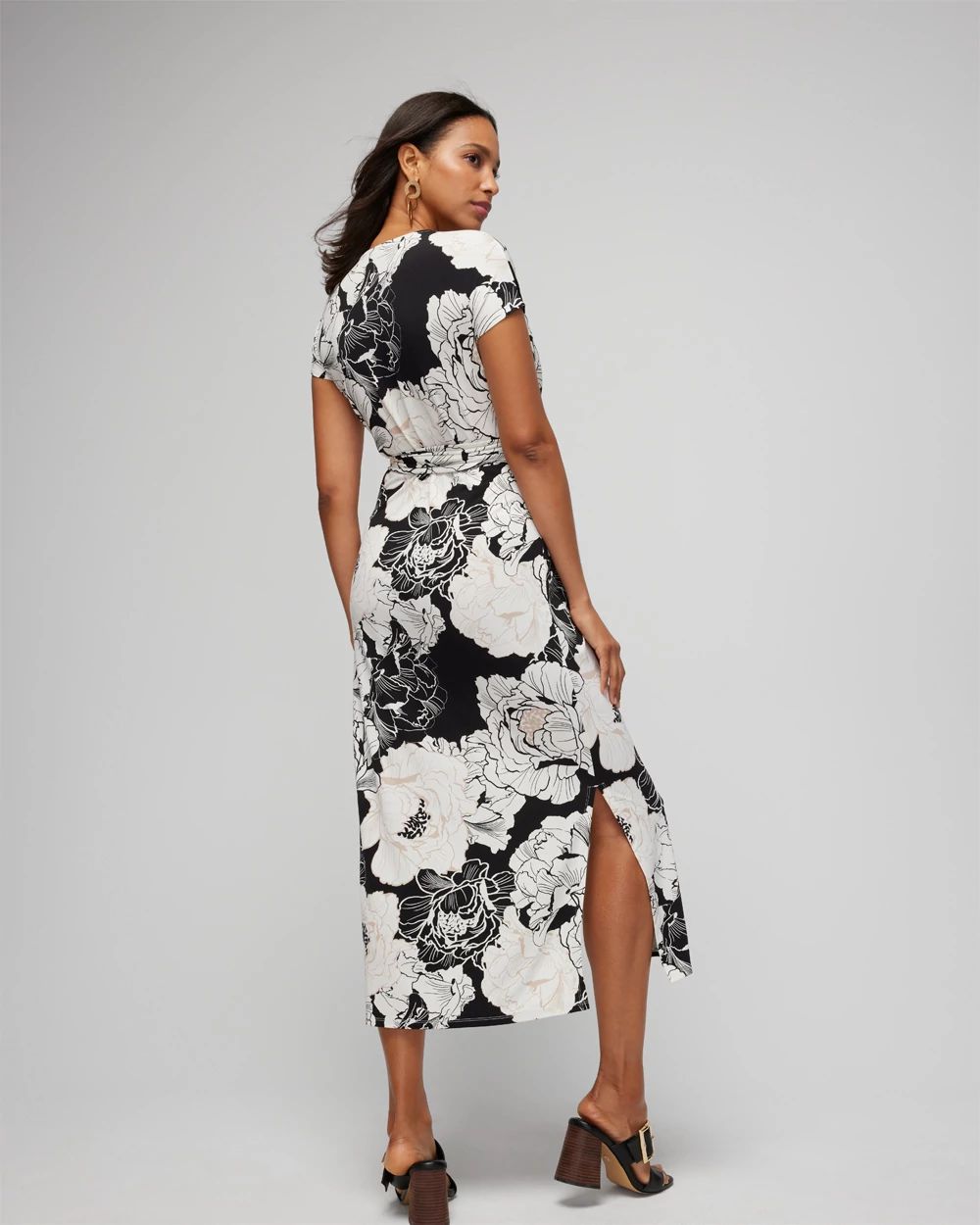 Button-Front Midi Wrap Dress