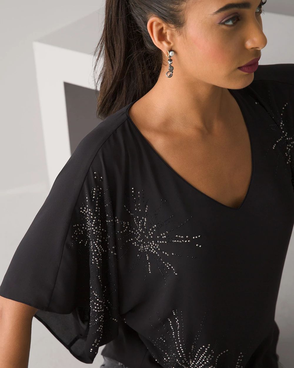 Embellished Kimono Sleeve Blouse