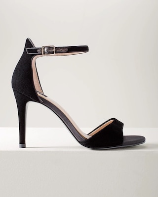 Strappy Velvet Mid Heel Sandals