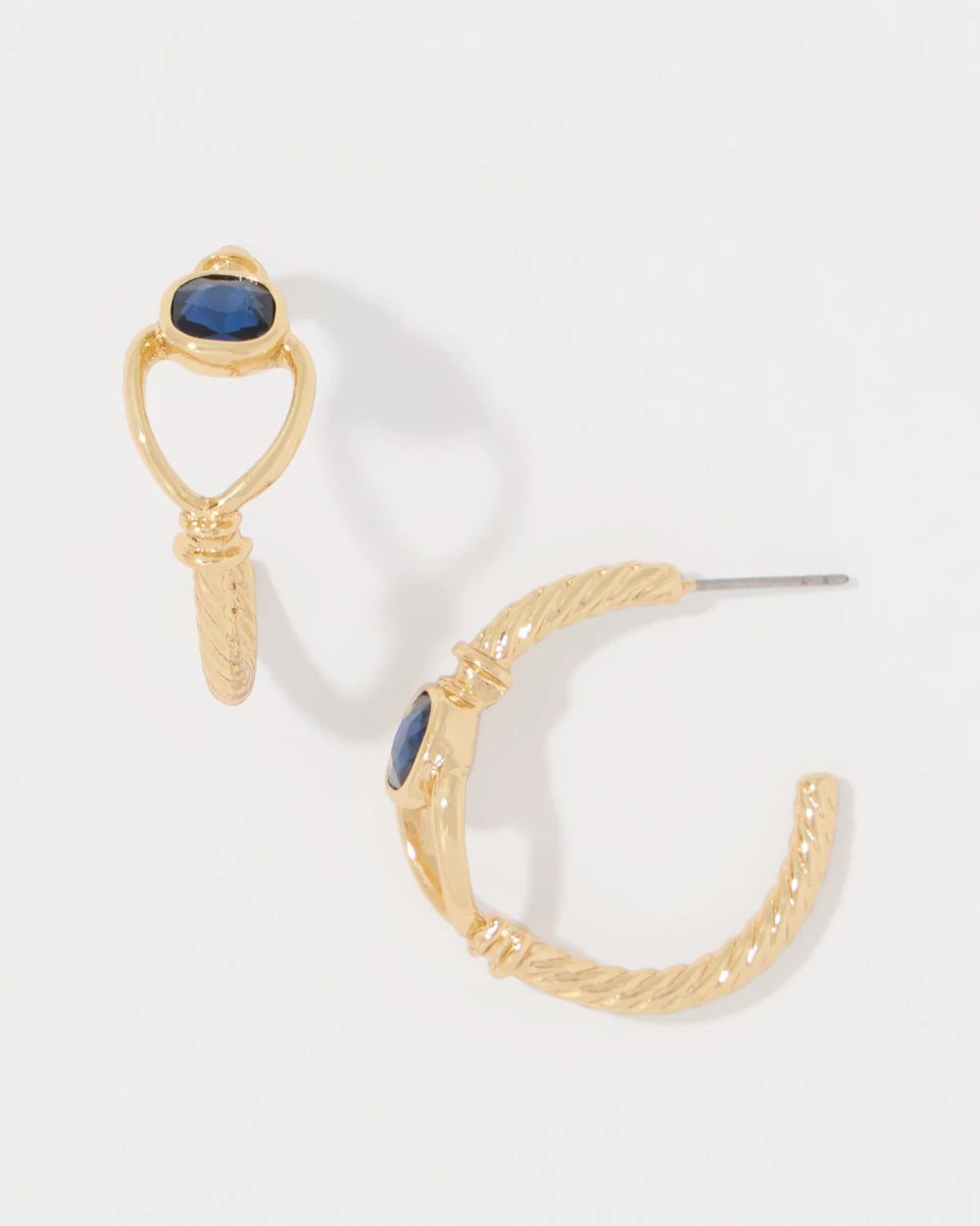 Navy Blue Stone Hoop Earrings
