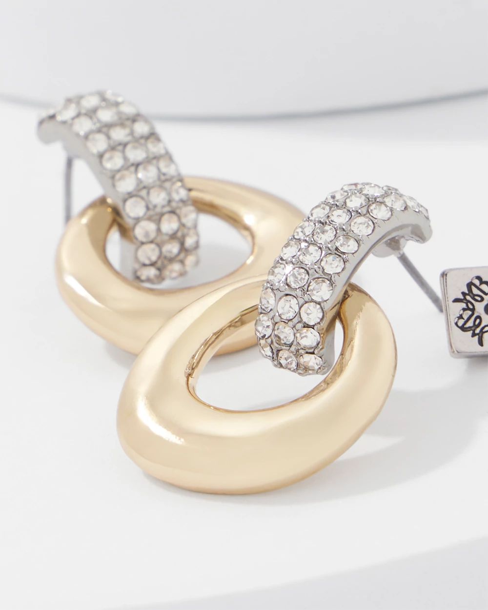 Pavé Drop-Hoop Earrings
