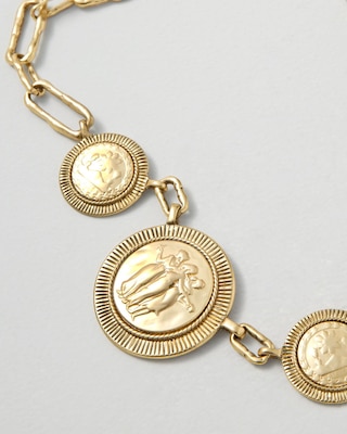 Goldtone Textured Coin Necklace click to view larger image.