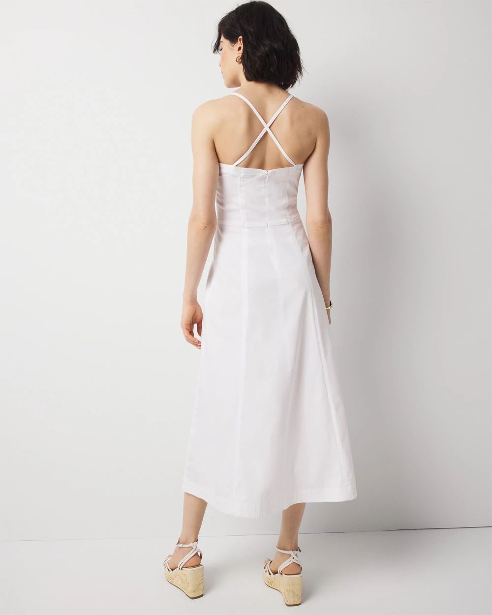 Bead Detail Poplin Midi Dress