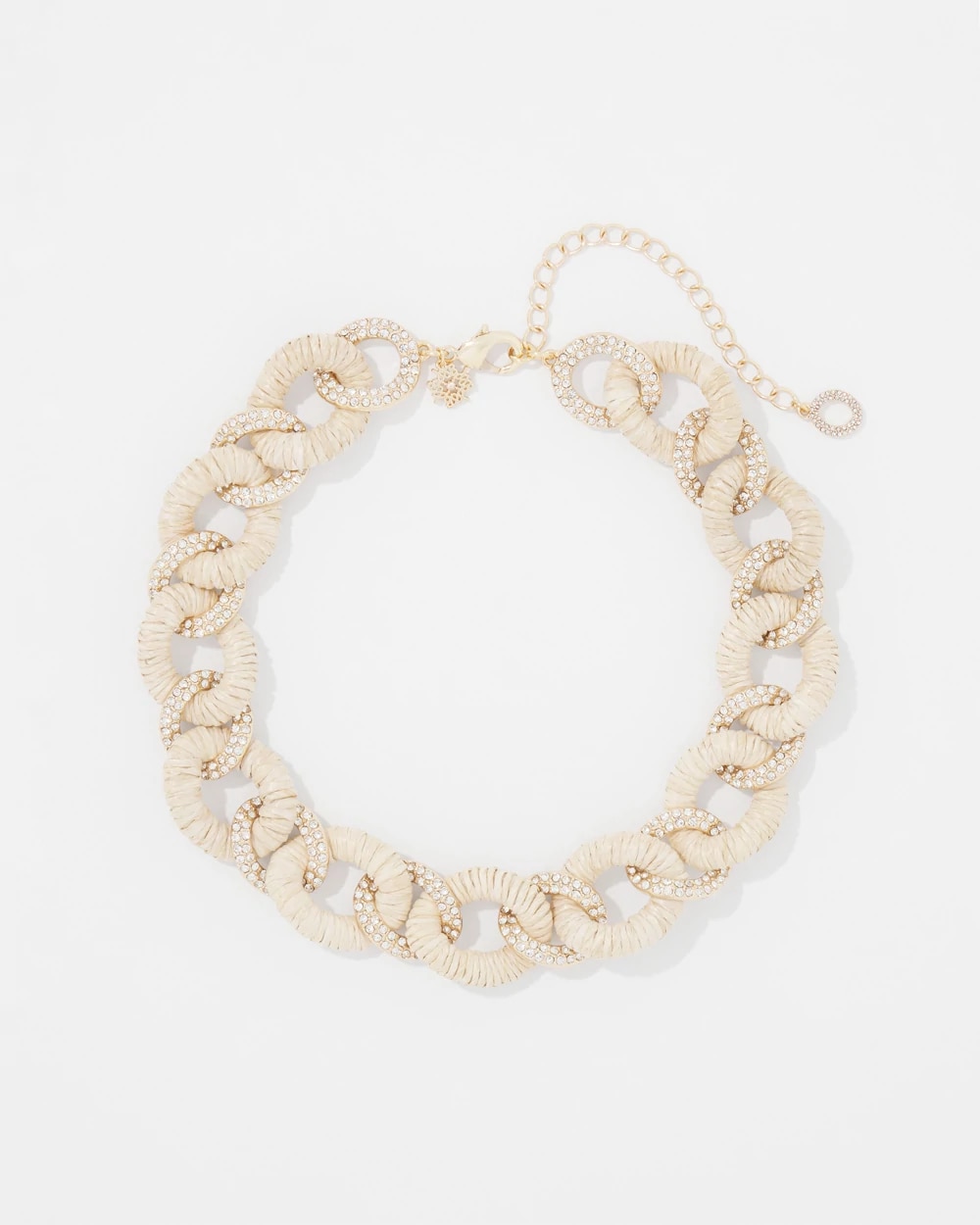 Natural Raffia + Crystal Link Necklace