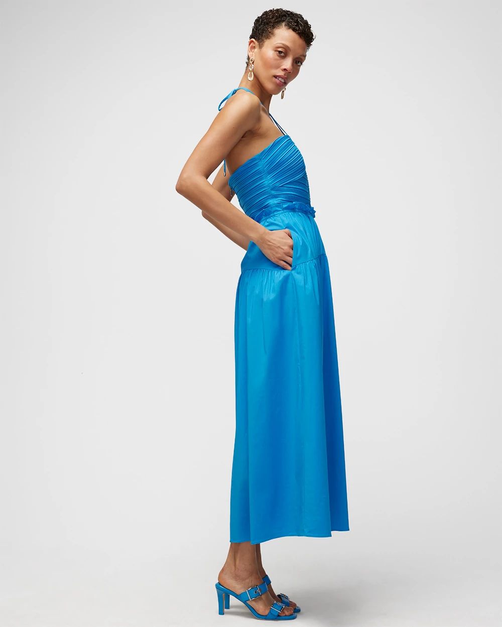 Criss-Cross Halter Midi Dress