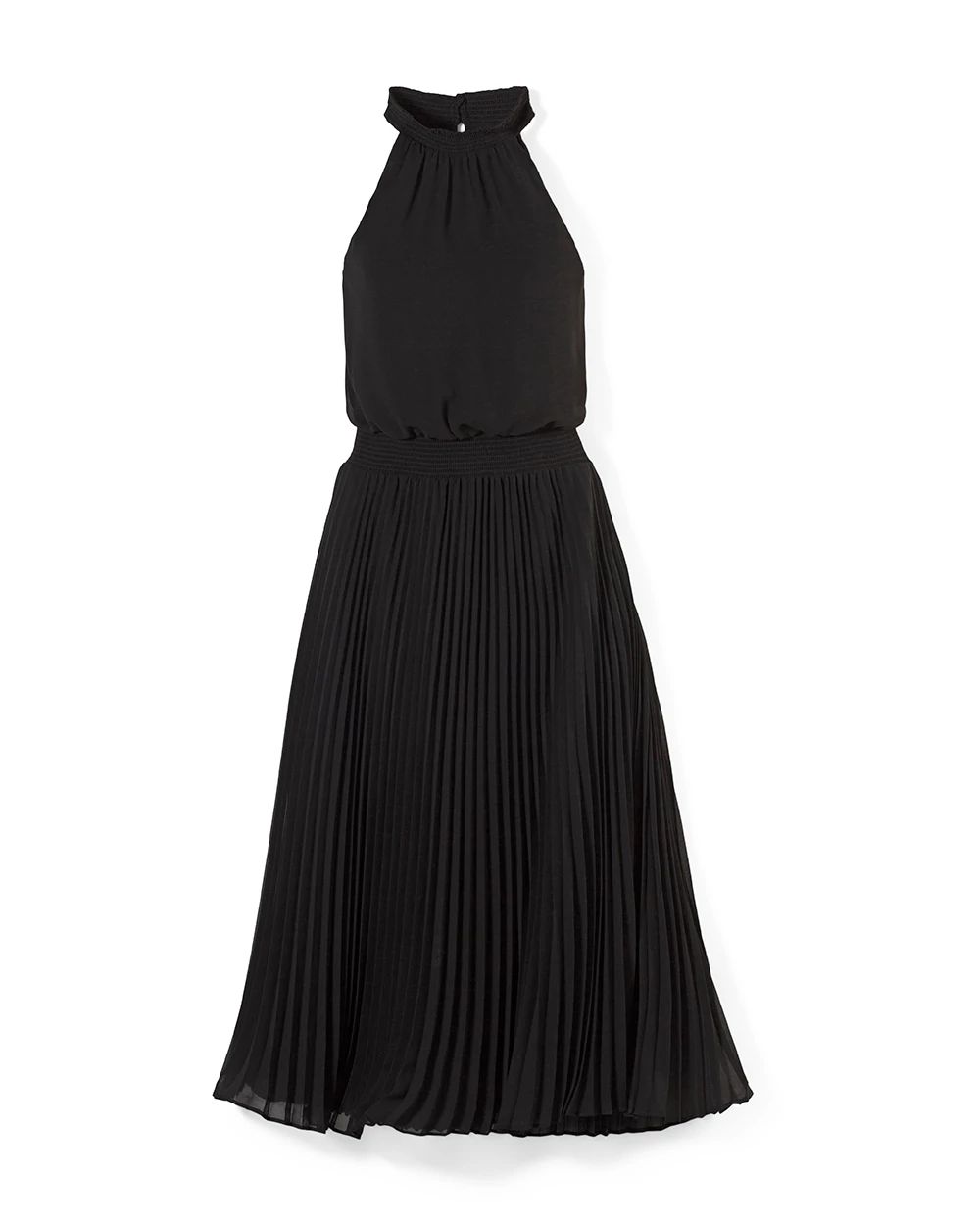 Pleated Halter Midi Dress