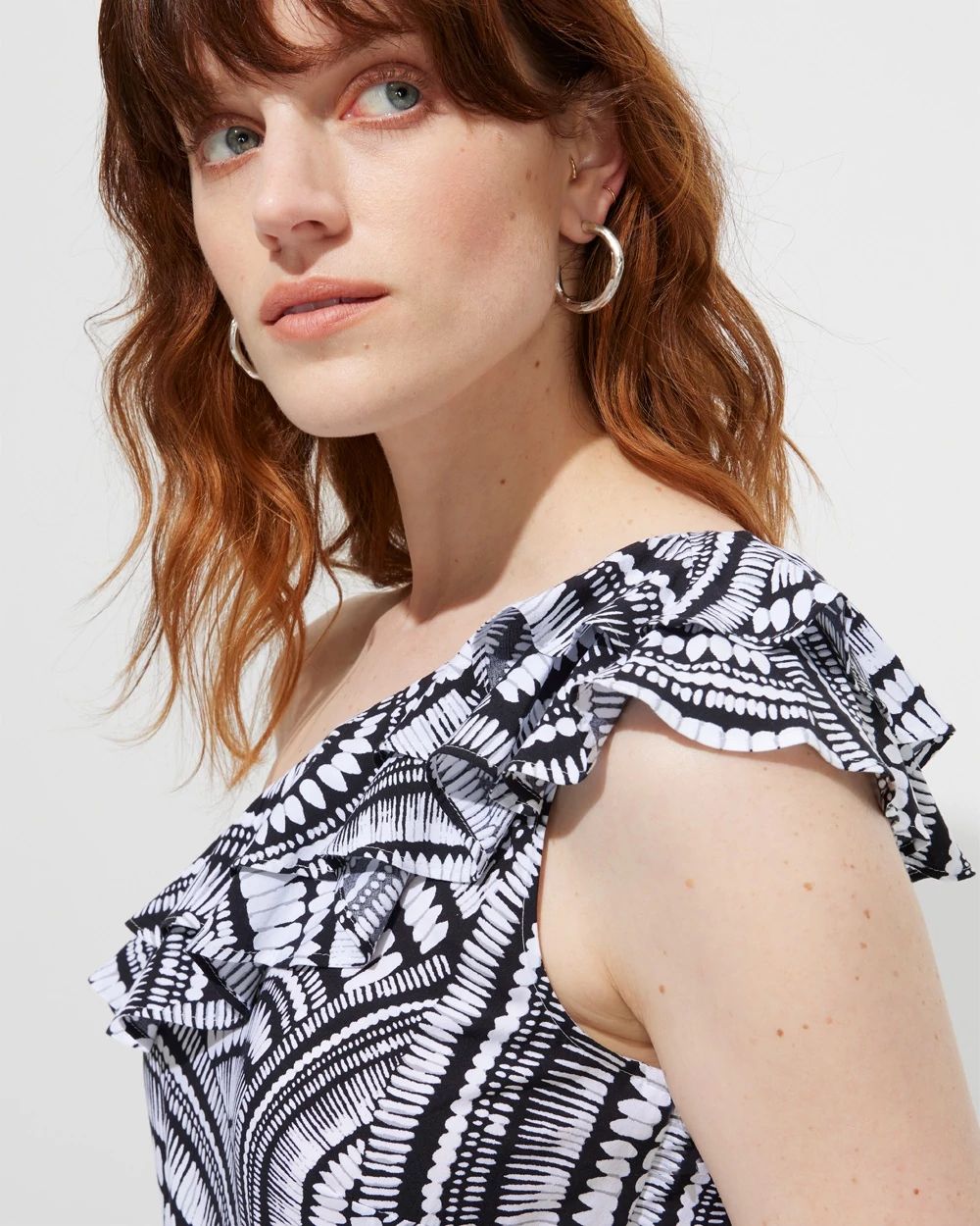 Outlet WHBM One Shoulder Flounce Blouse