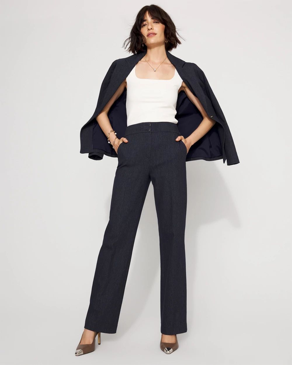 Petite Extra High Rise Riley Denim-Look Trouser