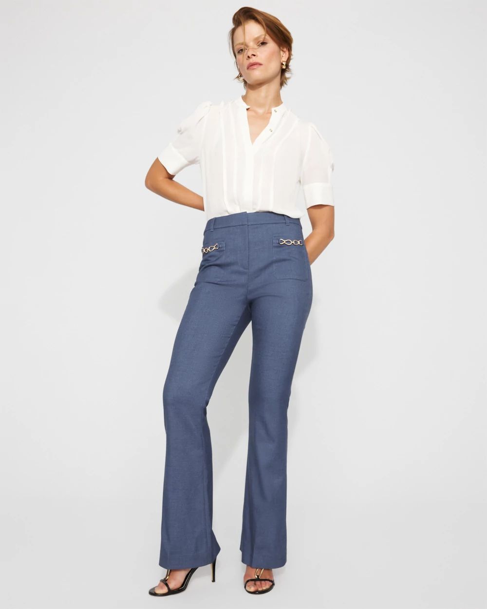 High-Rise Piper Denim-Look Flare Pant